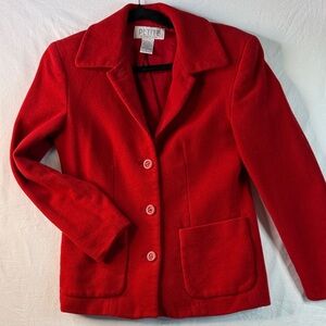 Petite Sophisticate Red Tailored Wool-Blend Blazer